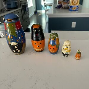 Lillian Vernon 1988 wood hand painted Halloween nesting dolls